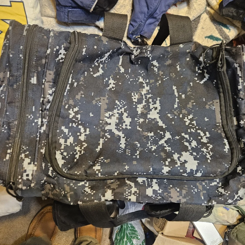 Blue Digitial Camoflauge Square Duffel Bag